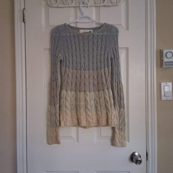 Anthropologie Sparrow XS Blue Ombre Wool Mohair Alpaca Blend Cable Knit Sweater - Picture 2 of 11